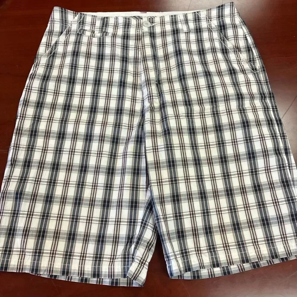 Quiksilver Red White Blue Plaid Bermuda Shorts sz 34